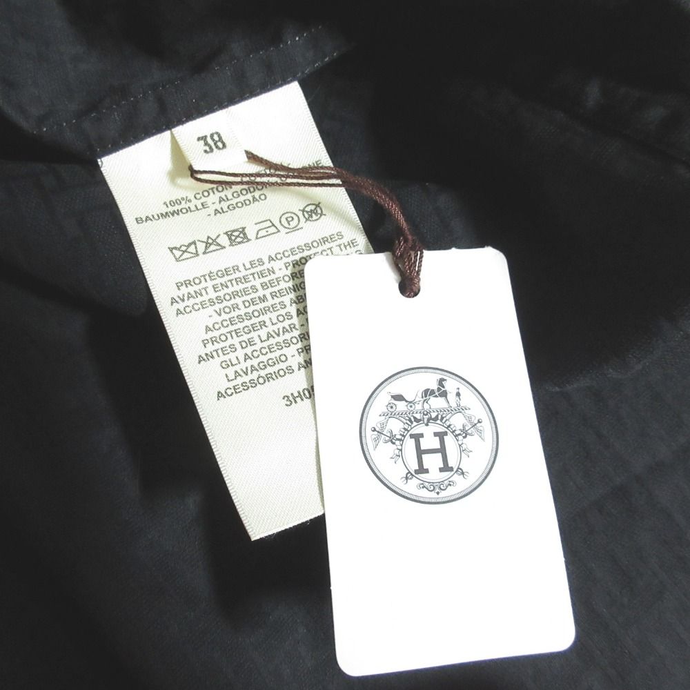 Hermes Mosaic Pattern Front Zip Dress 38 Black — view 9