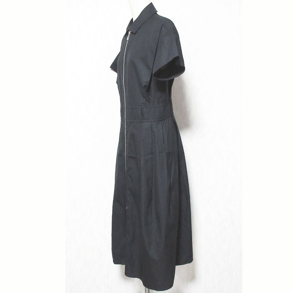 Hermes Mosaic Pattern Front Zip Dress 38 Black — view 3