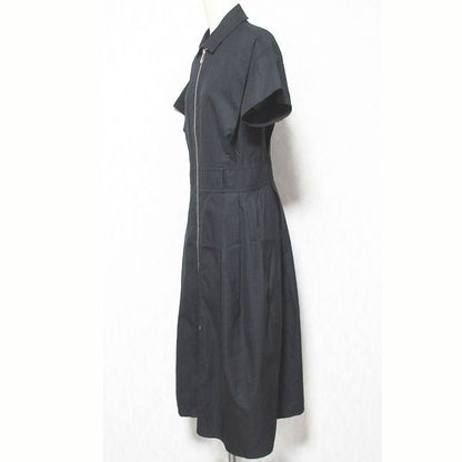 Hermes Mosaic Pattern Front Zip Dress 38 Black — view 3