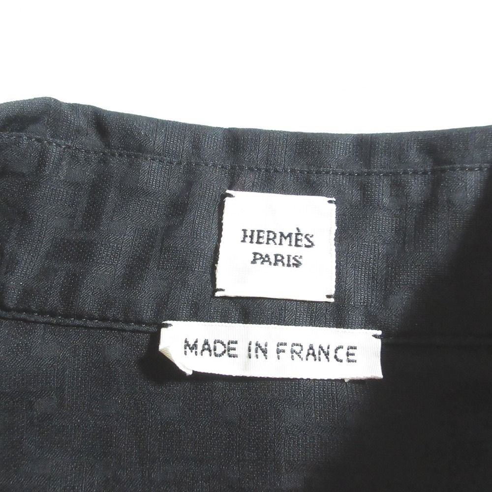 Hermes Mosaic Pattern Front Zip Dress 38 Black — view 8