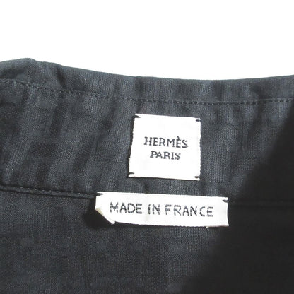 Hermes Mosaic Pattern Front Zip Dress 38 Black — view 8
