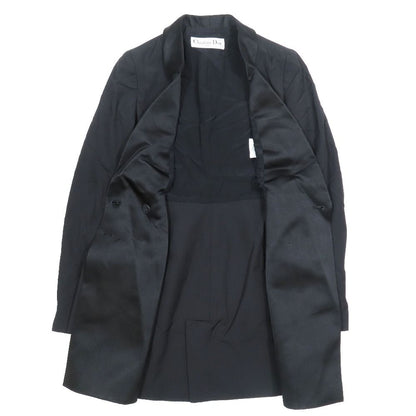 Dior Double Breasted Shawl Color Long Smoking Jacket Chesterfield 36 Black — view 2