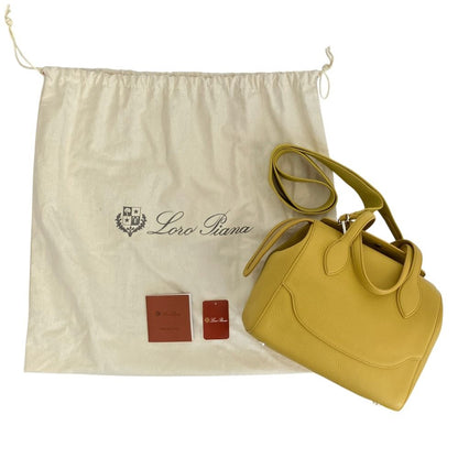 Loro Piana Happy Day Sesia Leather Tote Shoulder Bag Yellow — view 7