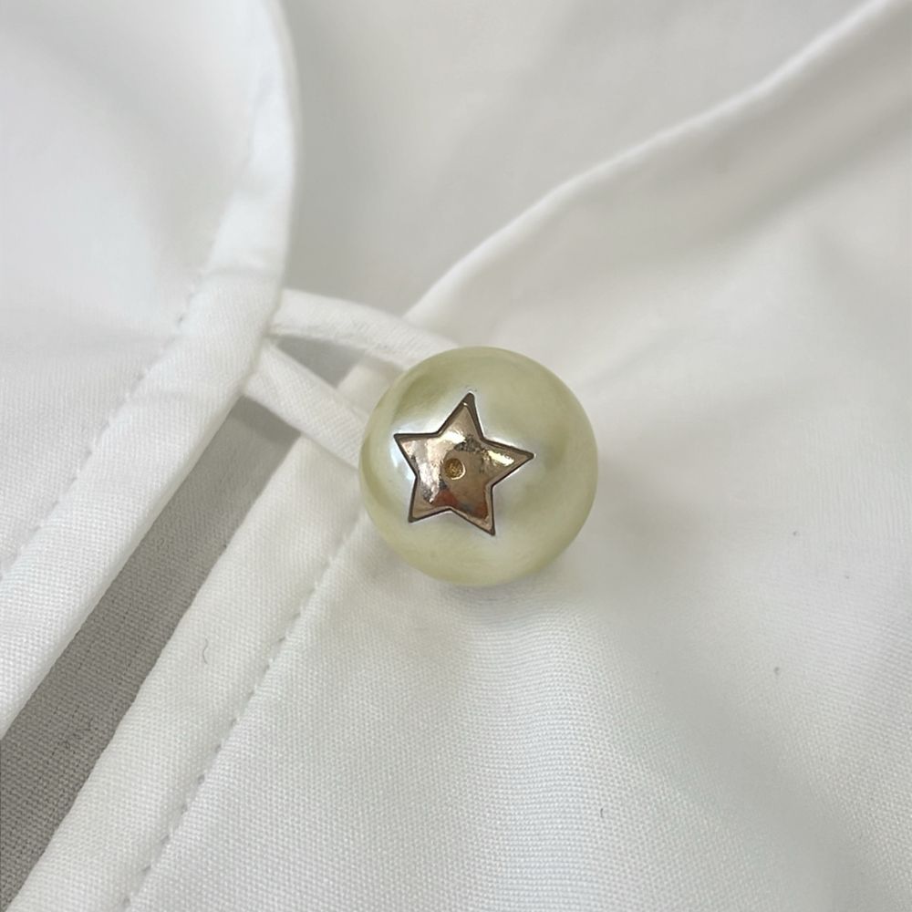Dior Cotton Poplin Long Blouse Skipper Long Sleeve 38 White — view 6