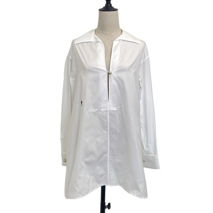 Dior Cotton Poplin Long Blouse Skipper Long Sleeve 38 White