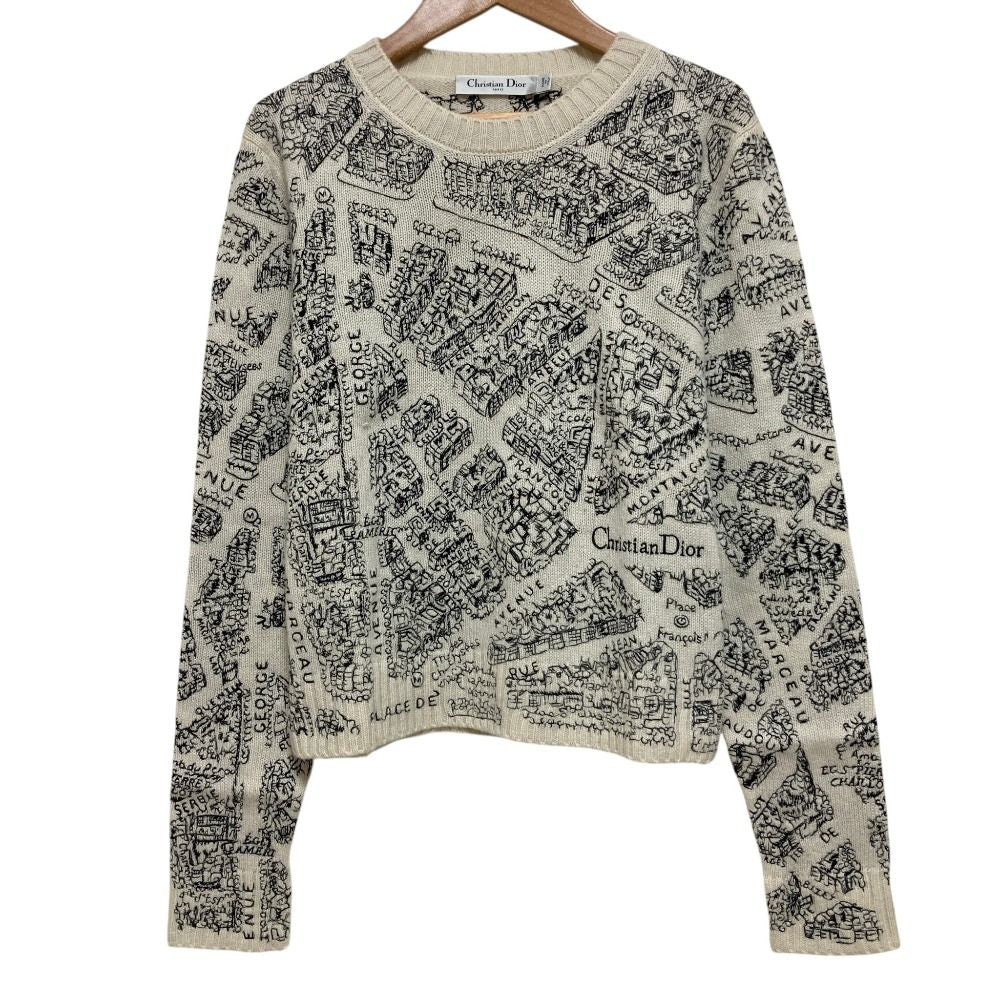 Dior Plan de Paris Cashmere Knit Sweater 40 White