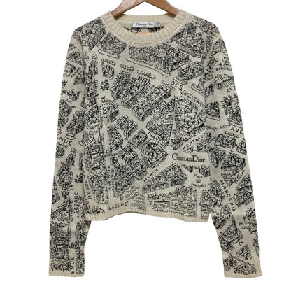 Dior Plan de Paris Cashmere Knit Sweater 40 White
