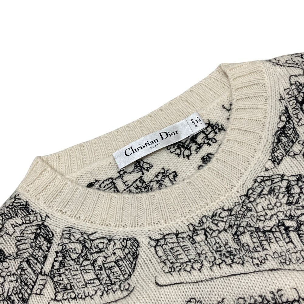 Dior Plan de Paris Cashmere Knit Sweater 40 White — view 9