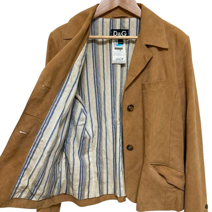 Dolce & Gabbana Suede Leather Tailored Jacket 44 Camel — view 5