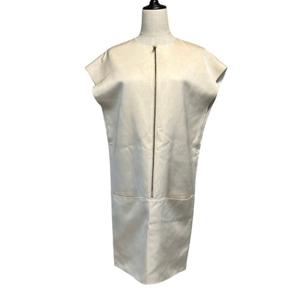 Celine Phoebe Philo Era Double Face Silk Zip Dress 36 Ivory