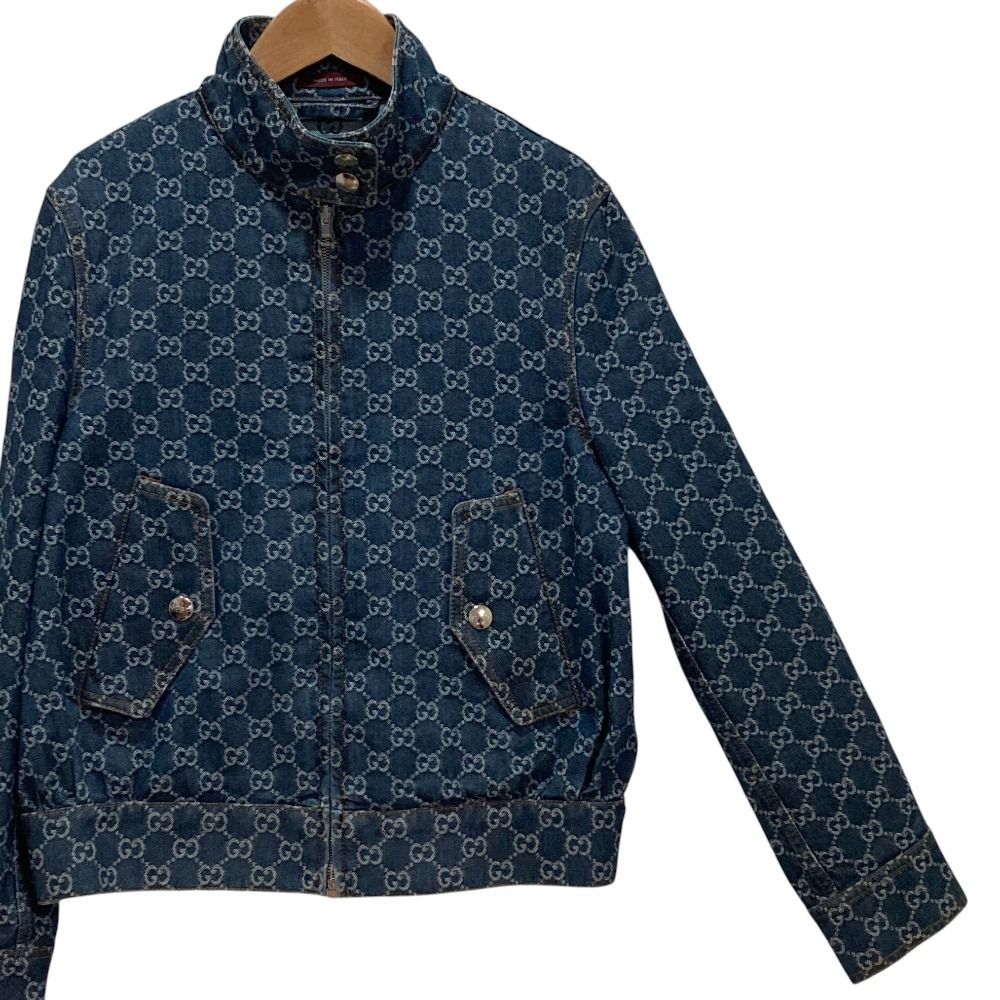Gucci GG Jacquard Denim Jacket 42 Indigo Blue — view 3