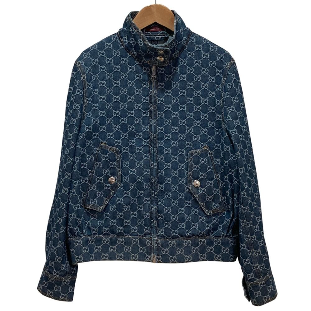 Gucci GG Jacquard Denim Jacket 42 Indigo Blue