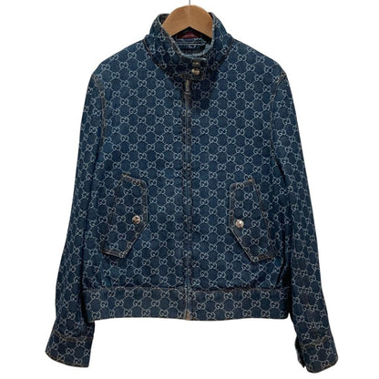 Gucci GG Jacquard Denim Jacket 42 Indigo Blue