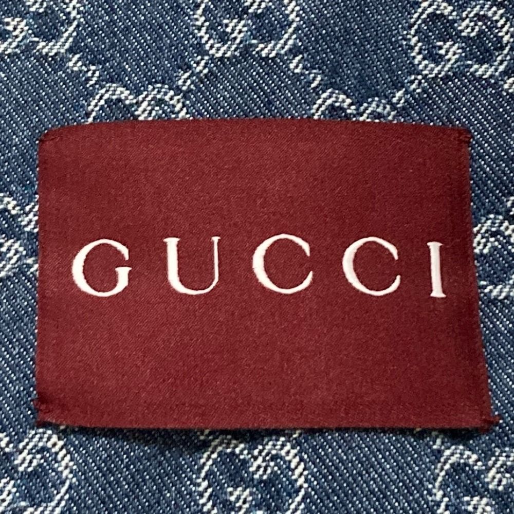 Gucci GG Jacquard Denim Jacket 42 Indigo Blue — view 7