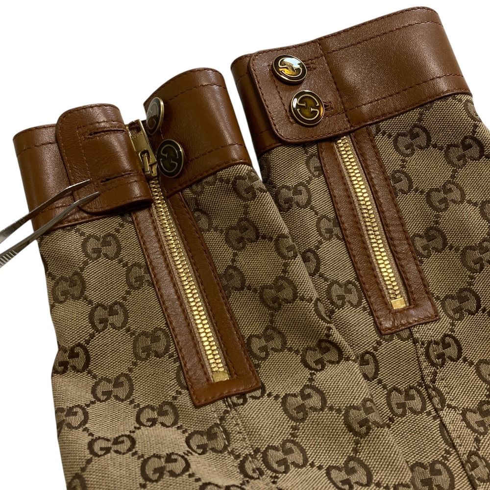 Gucci GG Canvas Leather Trim Rider's Jacket 38 Brown Beige — view 5