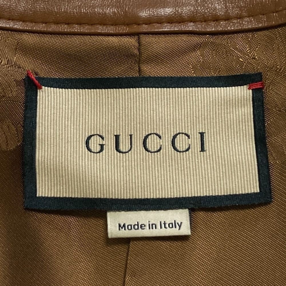 Gucci GG Canvas Leather Trim Rider's Jacket 38 Brown Beige — view 7