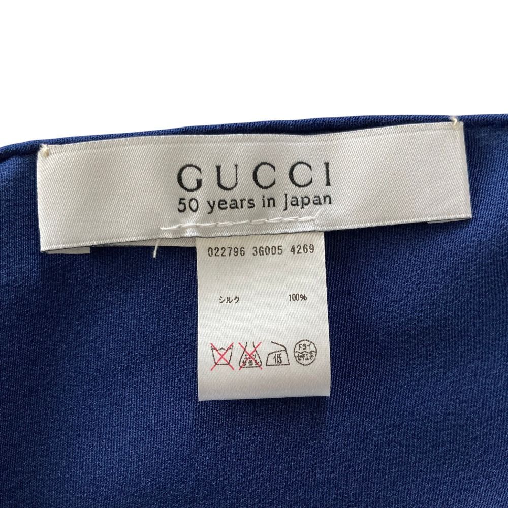 Gucci Flora Print Silk Scarf Navy — view 5