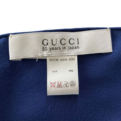 Gucci Flora Print Silk Scarf Navy — view 5