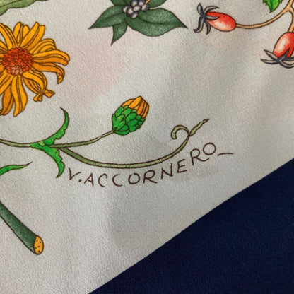 Gucci Flora Print Silk Scarf Navy — view 4
