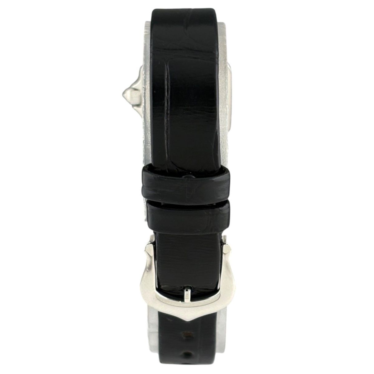 Cartier Santos Mini Watch WG Diamond Leather Quartz Silver — view 3
