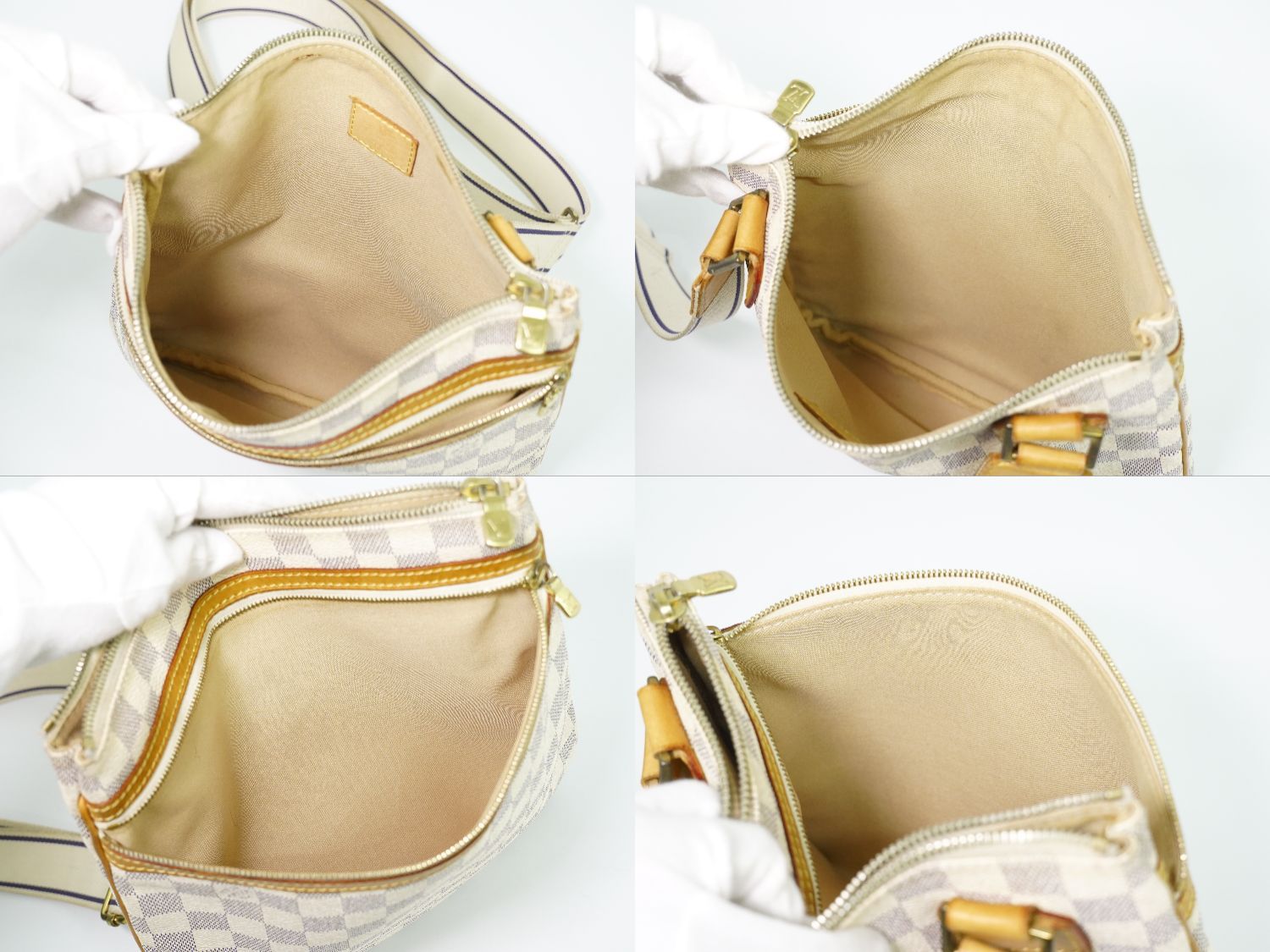Louis Vuitton LV Pochette Damier Azur Shoulder Bag White Gray Second — view 8