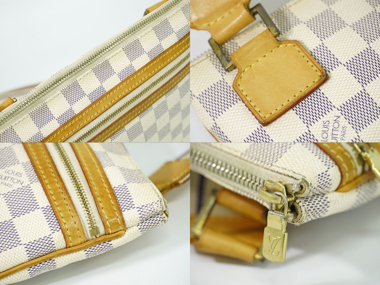 Louis Vuitton LV Pochette Damier Azur Shoulder Bag White Gray Second — view 7