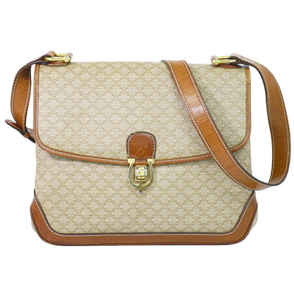 Celine Macadam Turnlock Shoulder Bag Pochette Beige Second