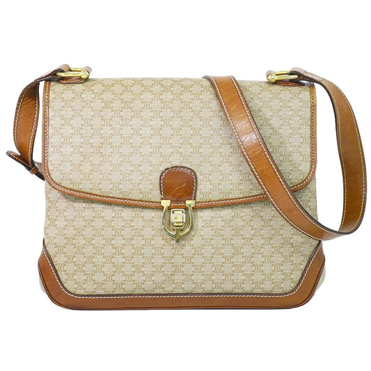 Celine Macadam Turnlock Shoulder Bag Pochette Beige Second