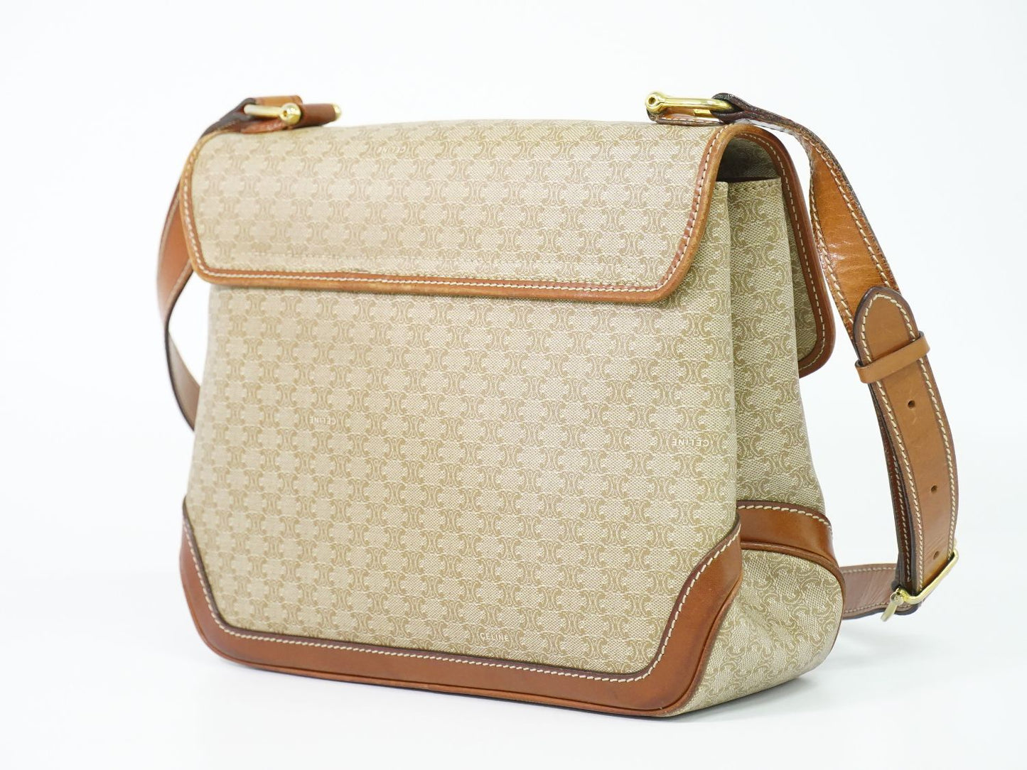 Celine Macadam Turnlock Shoulder Bag Pochette Beige Second — view 2