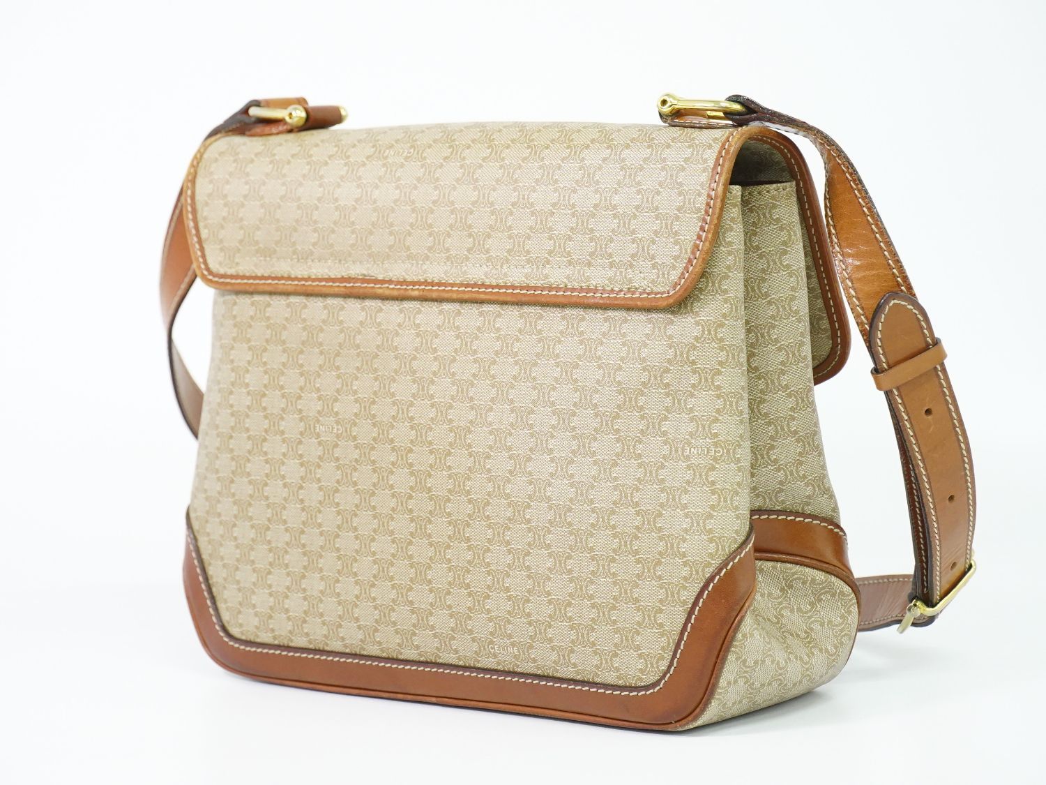 Celine Macadam Turnlock Shoulder Bag Pochette Beige Second — view 2