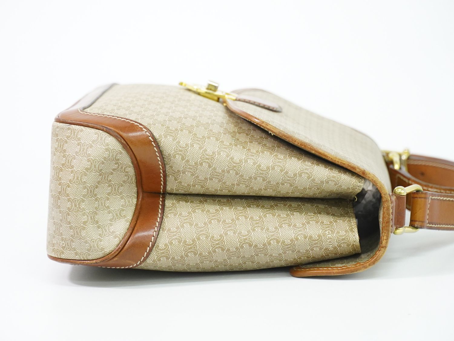 Celine Macadam Turnlock Shoulder Bag Pochette Beige Second — view 4