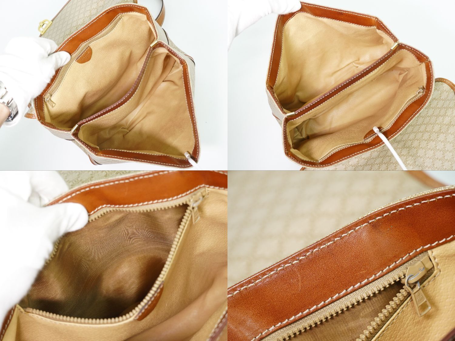 Celine Macadam Turnlock Shoulder Bag Pochette Beige Second — view 8