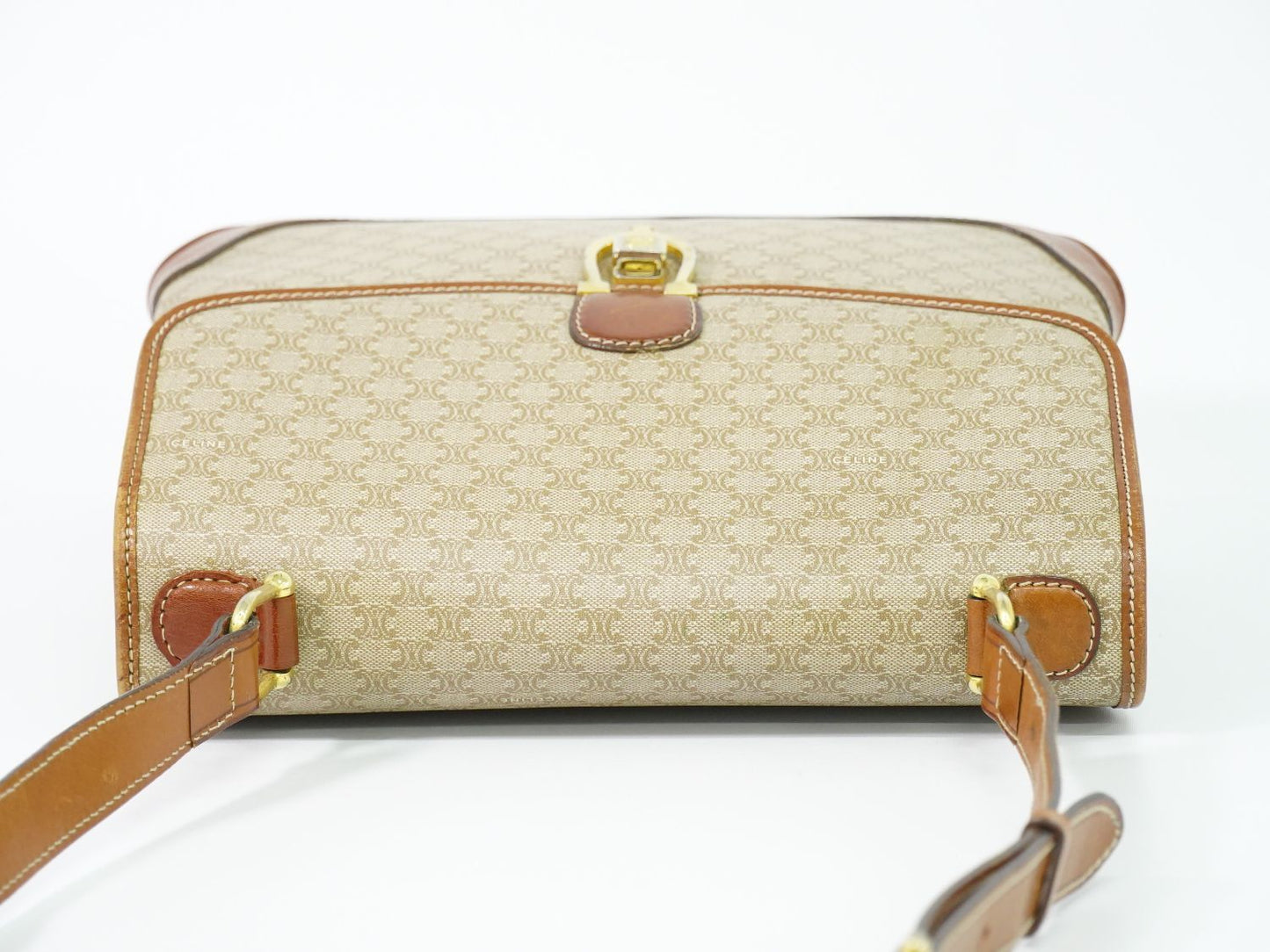 Celine Macadam Turnlock Shoulder Bag Pochette Beige Second — view 5