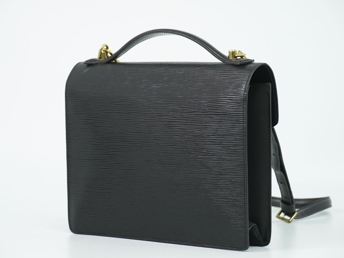 Louis Vuitton LV Monceau 28 Epi Leather 2-Way Shoulder Bag Black Second — view 2