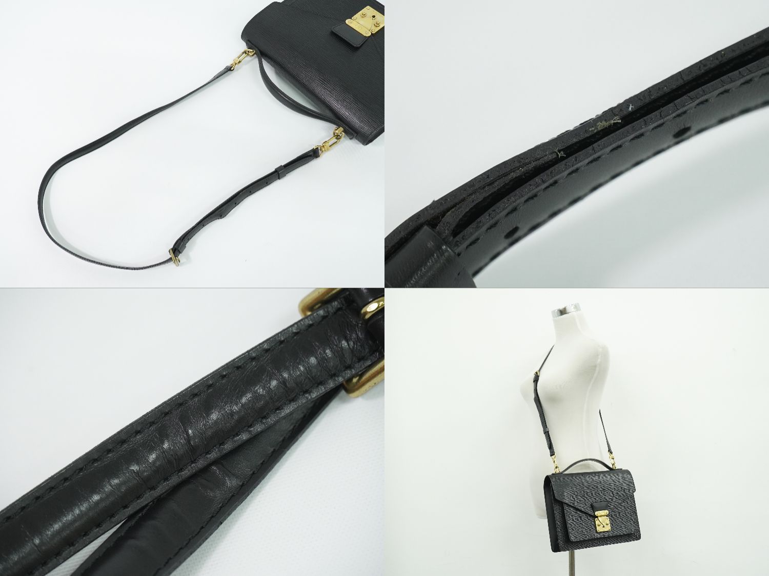 Louis Vuitton LV Monceau 28 Epi Leather 2-Way Shoulder Bag Black Second — view 6