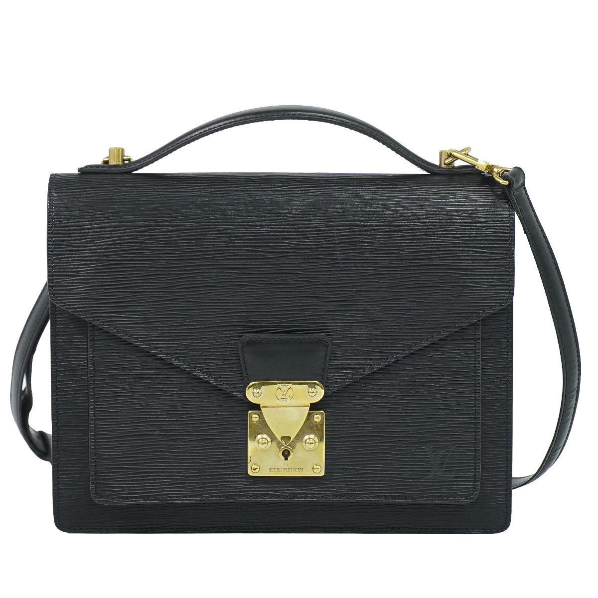 Louis Vuitton LV Monceau 28 Epi Leather 2-Way Shoulder Bag Black Second