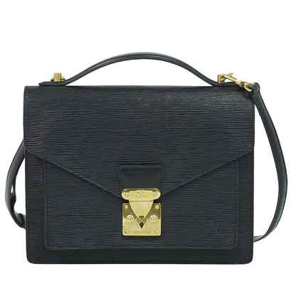 Louis Vuitton LV Monceau 28 Epi Leather 2-Way Shoulder Bag Black Second