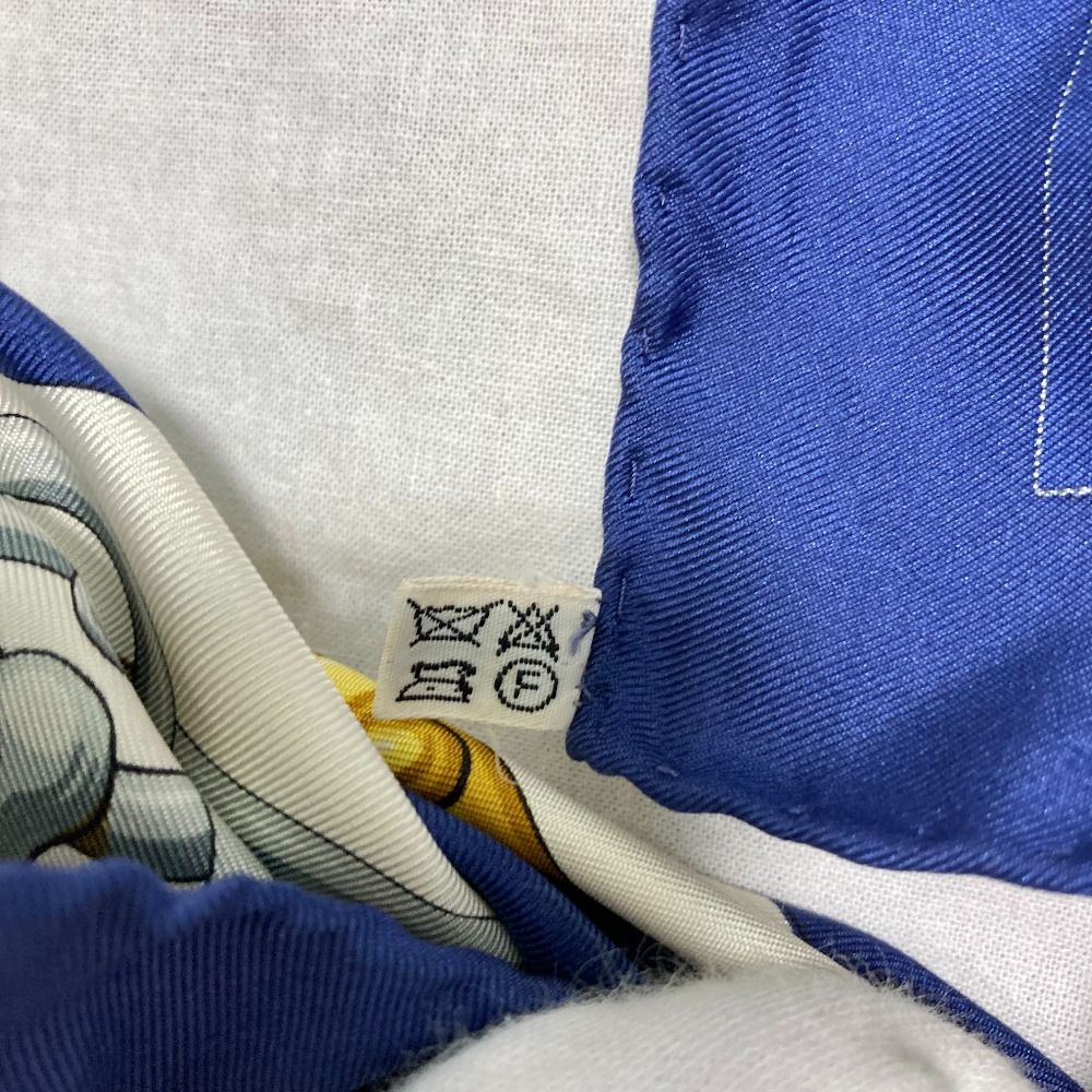 Hermes Carre 90 Julia Abadie Cliquetis Ticking Sword Handle Large Scarf Navy — view 6