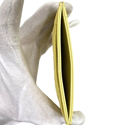 Chanel Caviar Leather CC Logo Quilted Classic Card Case Light Yellow — view 4