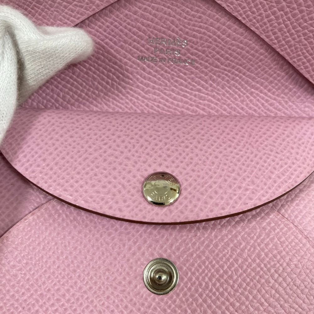 Hermes Calvi Duo Veau Epsom Card Case Coin Mauve Sylvestre — view 8