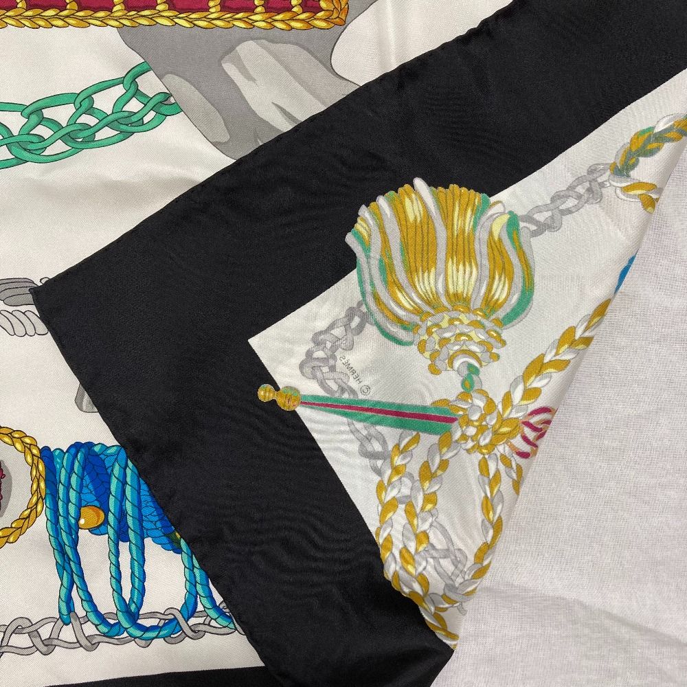 Hermes Carre 90 Timpani Player le Timbalier Silk Scarf Black White — view 5