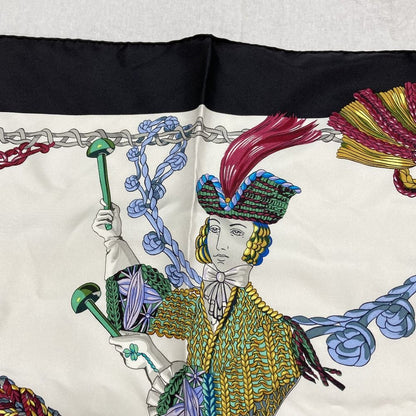 Hermes Carre 90 Timpani Player le Timbalier Silk Scarf Black White — view 2