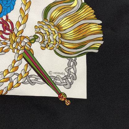 Hermes Carre 90 Timpani Player le Timbalier Silk Scarf Black White — view 4