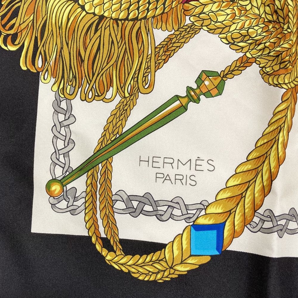 Hermes Carre 90 Timpani Player le Timbalier Silk Scarf Black White — view 3
