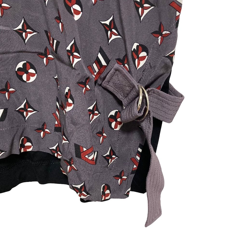 Louis Vuitton Monogram Print Silk Contrast T-Shirt M Black Gray Second — view 4
