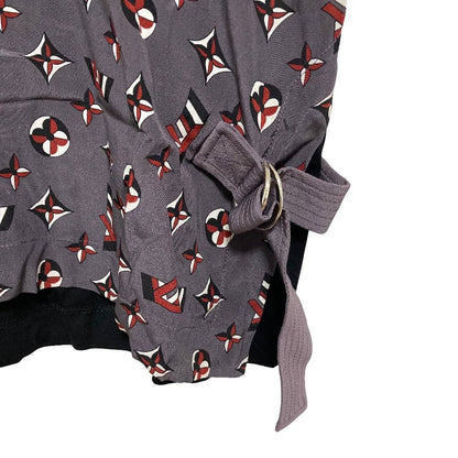 Louis Vuitton Monogram Print Silk Contrast T-Shirt M Black Gray Second — view 4