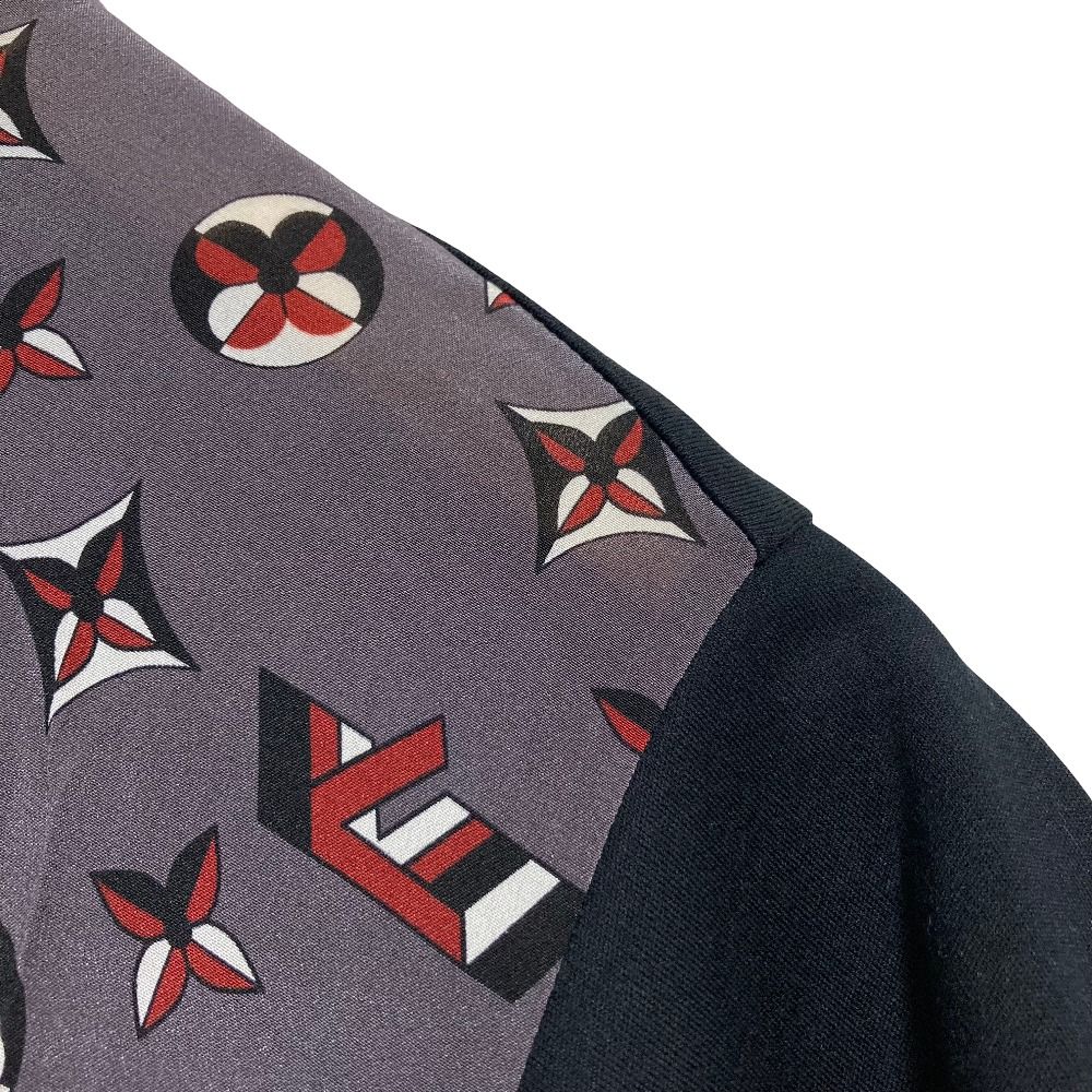 Louis Vuitton Monogram Print Silk Contrast T-Shirt M Black Gray Second — view 5