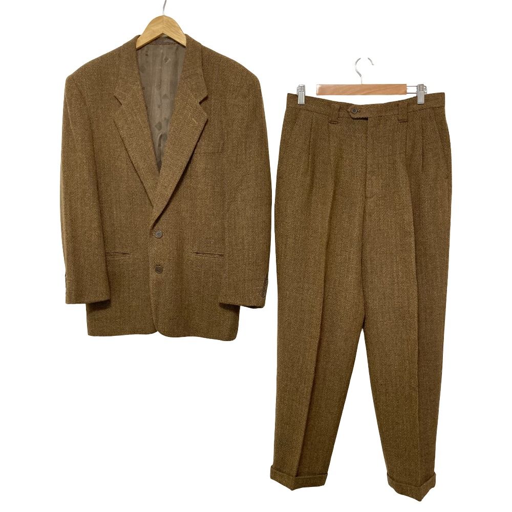 Dior Herringbone Tailored Jacket Pants Suit Set M 85 Brown Second