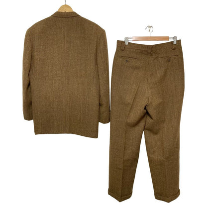 Dior Herringbone Tailored Jacket Pants Suit Set M 85 Brown Second — view 2