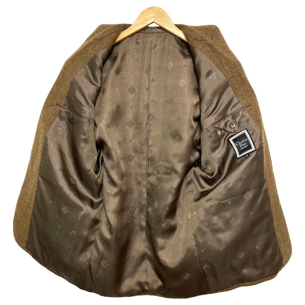 Dior Herringbone Tailored Jacket Pants Suit Set M 85 Brown Second — view 3